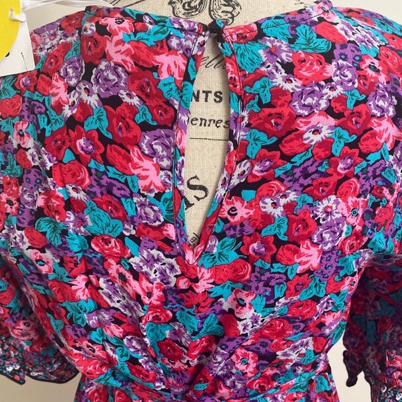 RIXO For Target Women's Puff Sleeve Pink Mixed Floral Dress Women's Size 4 - Picture 3 of 6